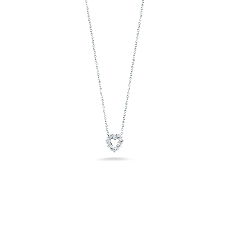 Roberto Coin 18k White Gold Diamond Heart Necklace - .11cttw