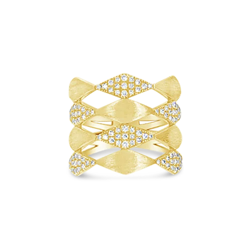 Diamond Harlequin Pattern Ring