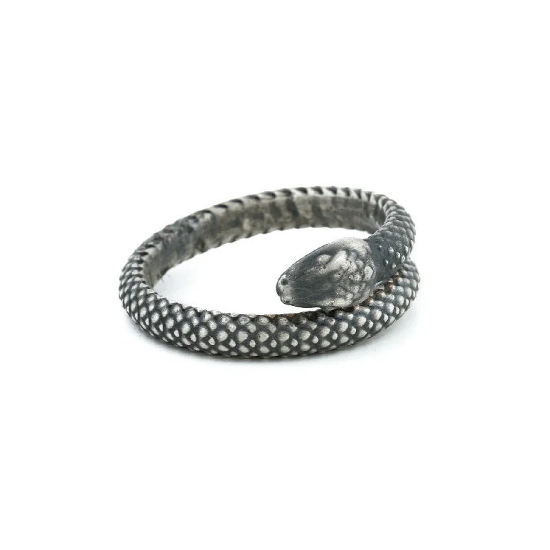 Brushed Silver x "Sleeping Ouroboros" Ring