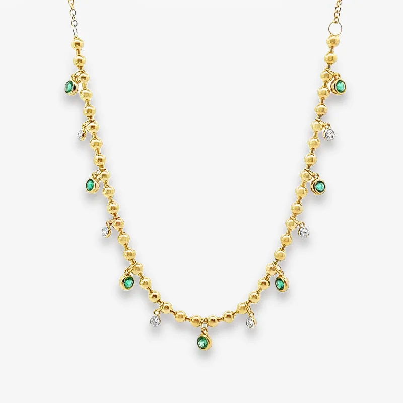 Emerald & Diamond Bead It Necklace