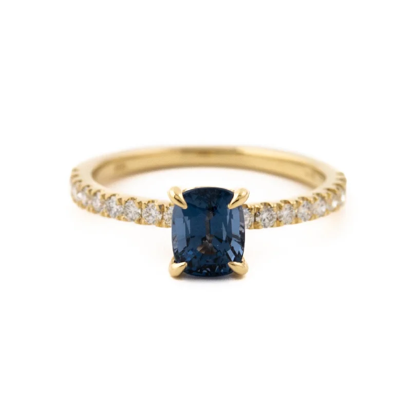 Sapphire x Micropave Diamond Engagement Ring