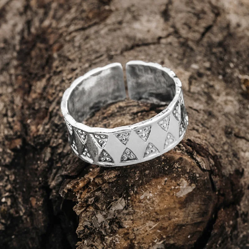 Stamped Viking Ring, Silver