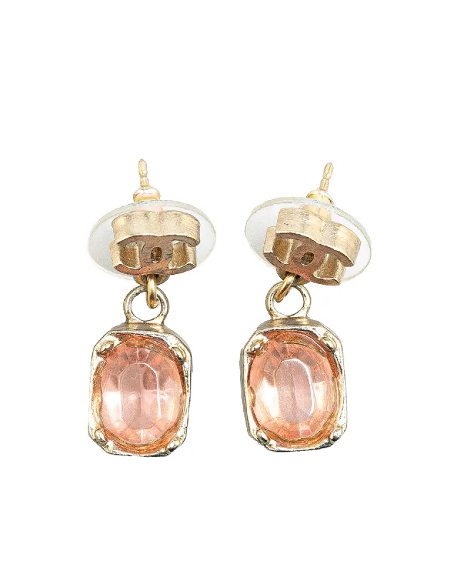 Gold Plated Crystal Drop Earrings with Push Back Closure