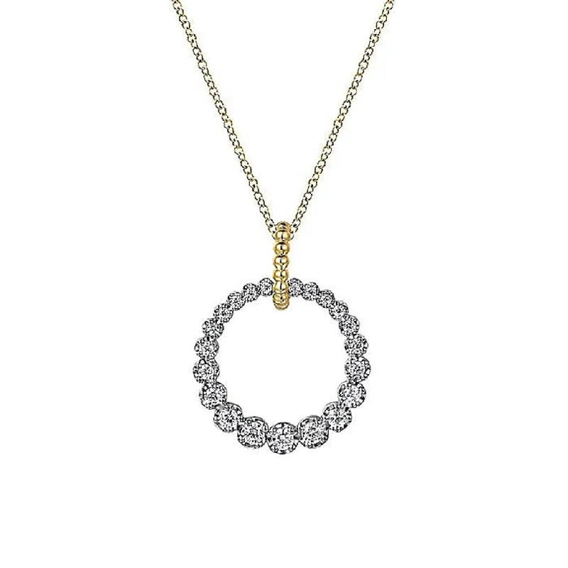 Gabriel & Co .14K White and Yellow Gold Diamond Bujukan Drop Necklace