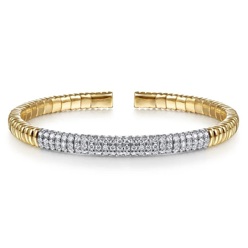 Gabriel & Co. - BG4231-65Y45JJ - 14K Yellow Gold Cuff Bracelet with Diamond Pavâ€š Station