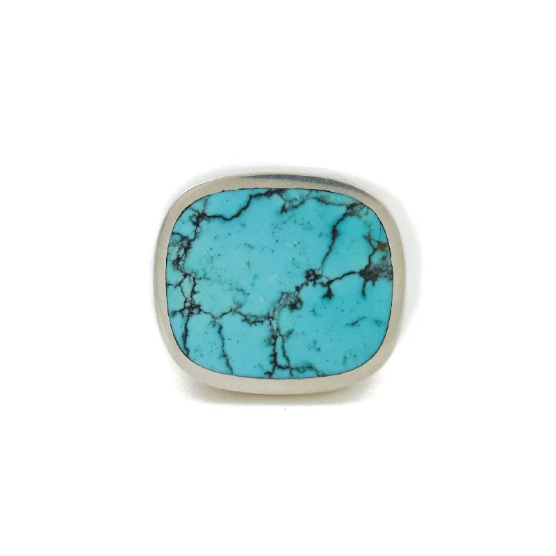 Hubei Turquoise x Cushion Inlay Ring