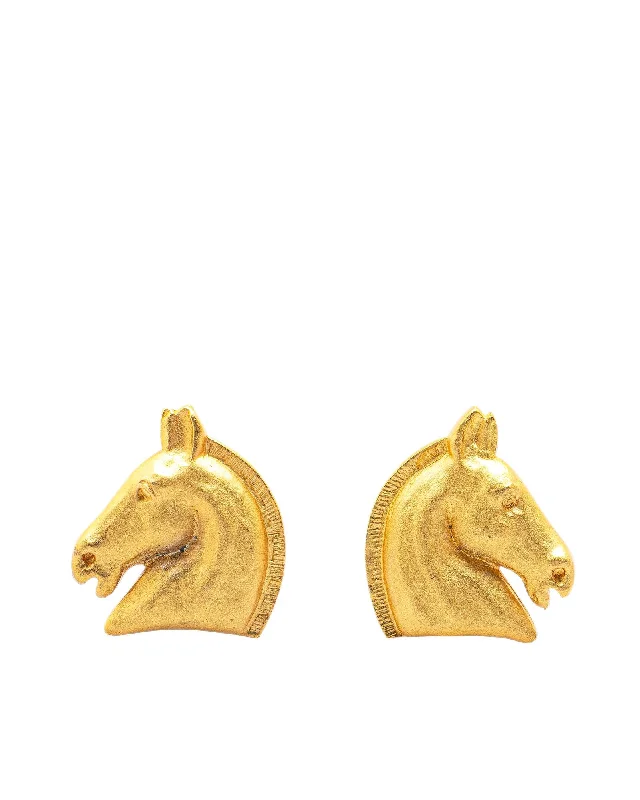 Gold Plated Clip-On Cheval Earrings