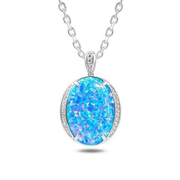 Sterling Silver Opal Eclipse Pendant Necklace by Alamea