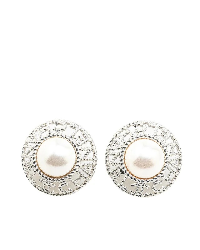 Silver Plated Pearl Push Back Earrings