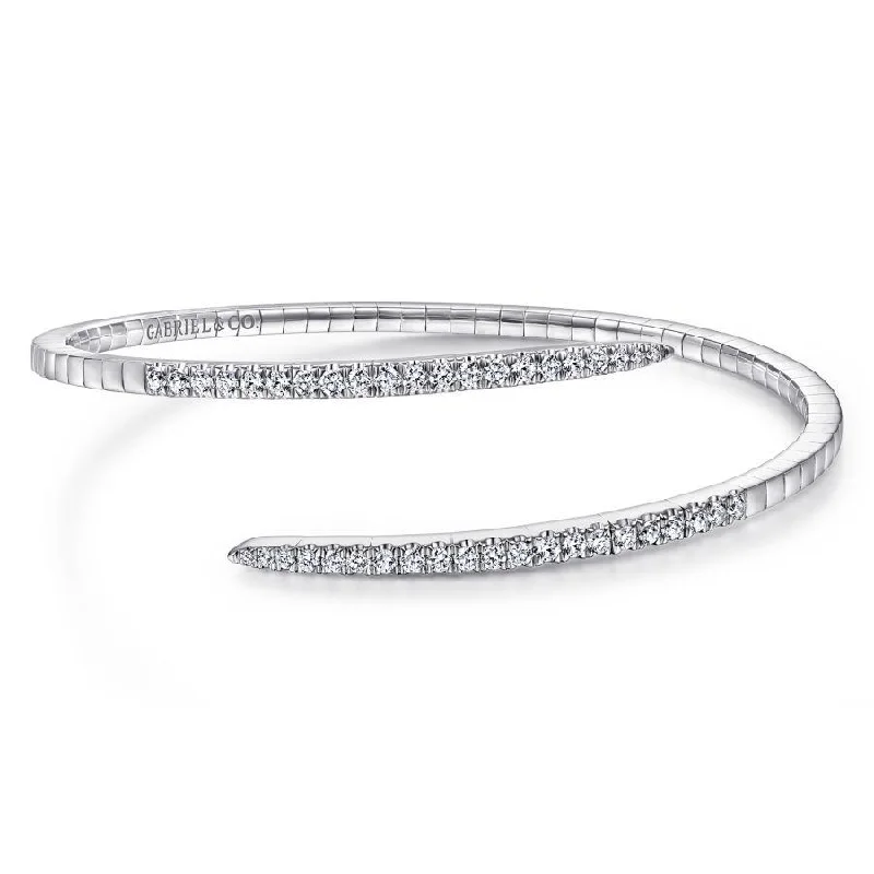 Gabriel & Co. - BG4227-65W45JJ - 14K White Gold Split Bypass Diamond Bangle