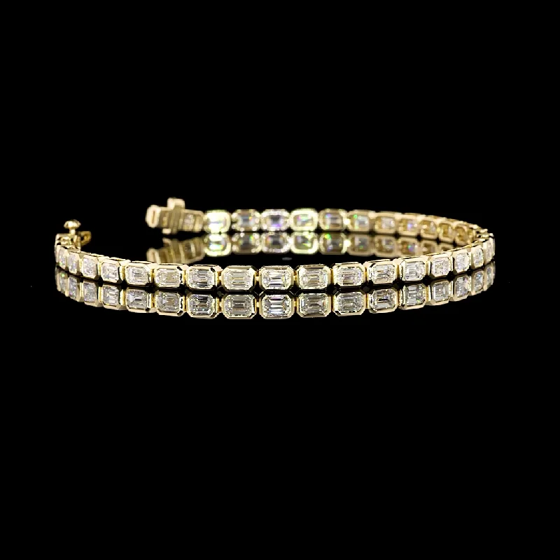 14K Yellow Gold Lab Grown Emerald Diamond Tennis Bracelet BC992