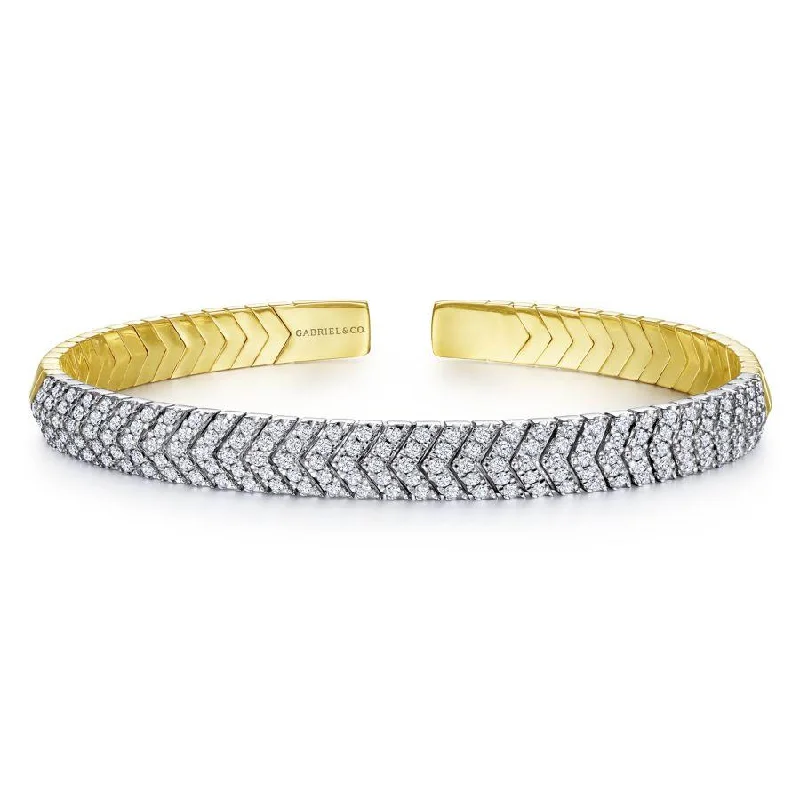 Gabriel & Co. - BG4382-65M45JJ - 14K White-Yellow Gold Diamond Bangle