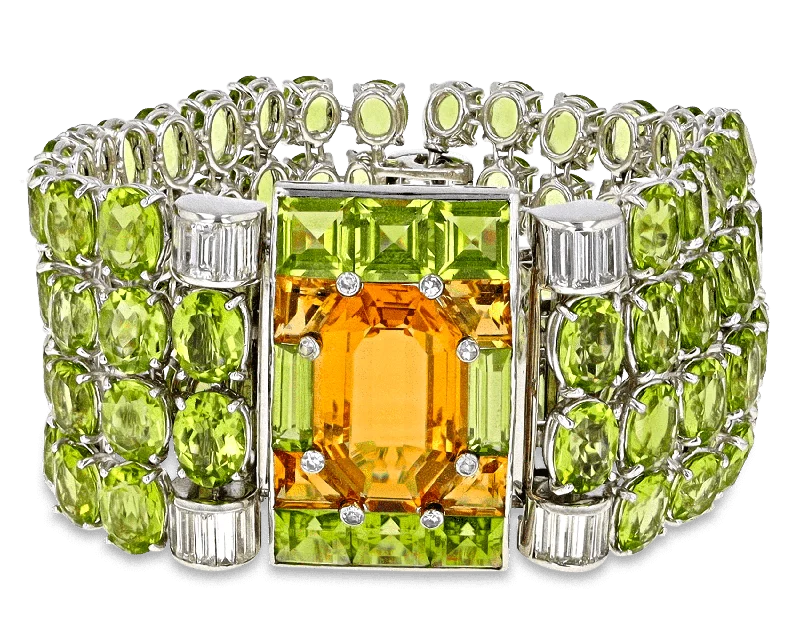 Seaman Schepps Peridot, Citrine and Diamond Bracelet