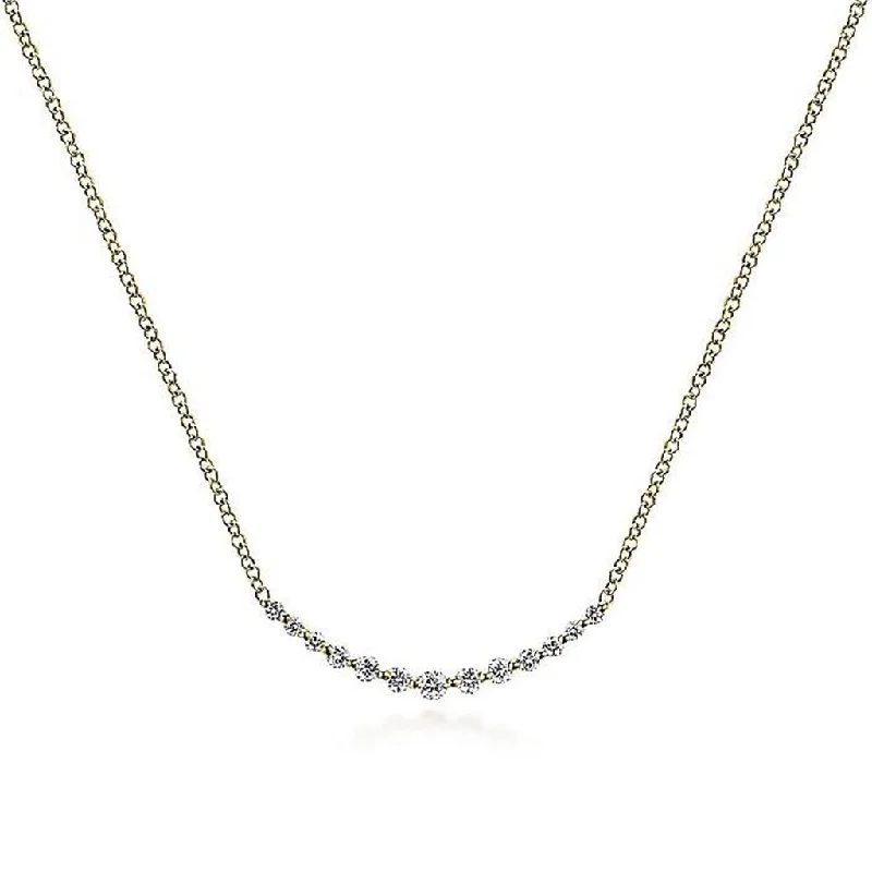 Gabriel & Co. 14K Yellow Gold Diamond Curved Bar Necklace