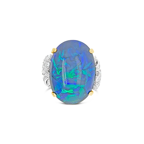 Black Opal & Diamond Ring