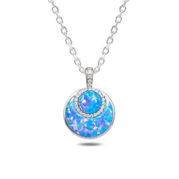 Sterling Silver Opal Sun Glow Pendant Necklace by Alamea