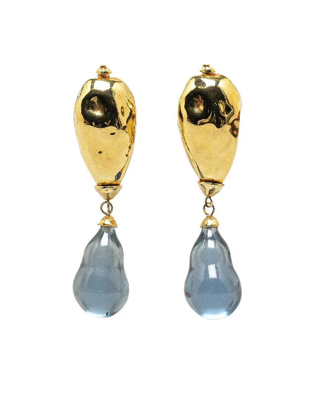 Gold Plated Teardrop Clip On Earrings