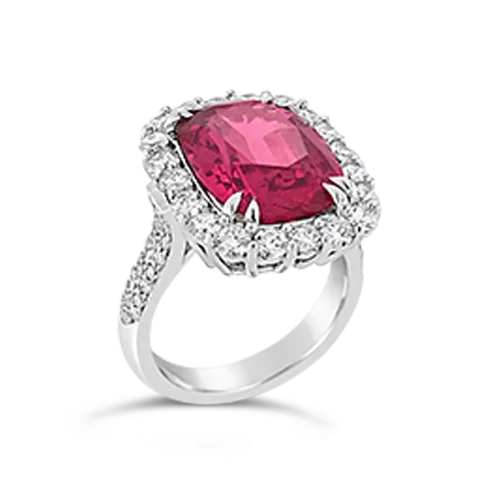 Red Spinel & Diamond Ring