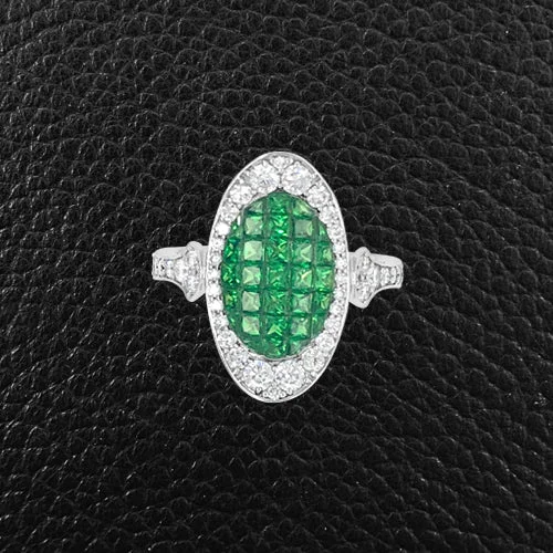 Tsavorite & Diamond Ring