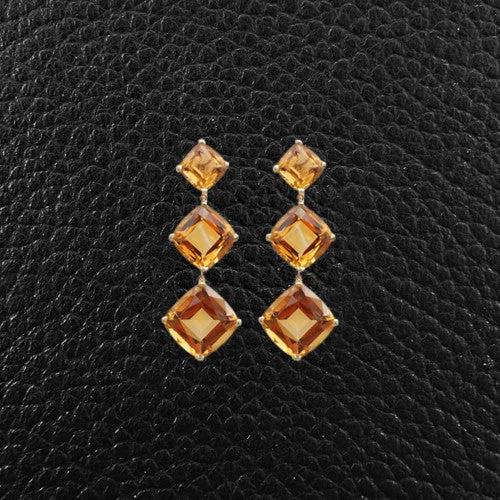 Cushion cut Citrine Dangle Earrings