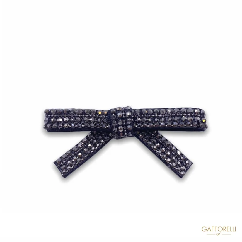 Bow-shaped Brooch with Ribbon Base and Thermo-adhesive Glitter A483 - Gafforelli Srl