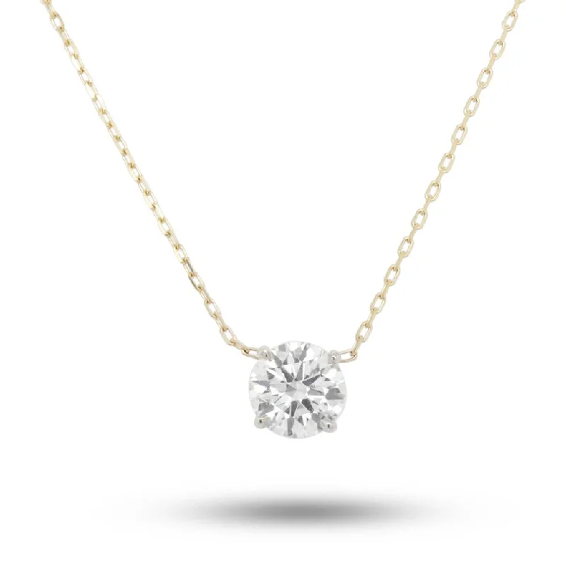 18k Two Tone Diamond Solitaire Necklace