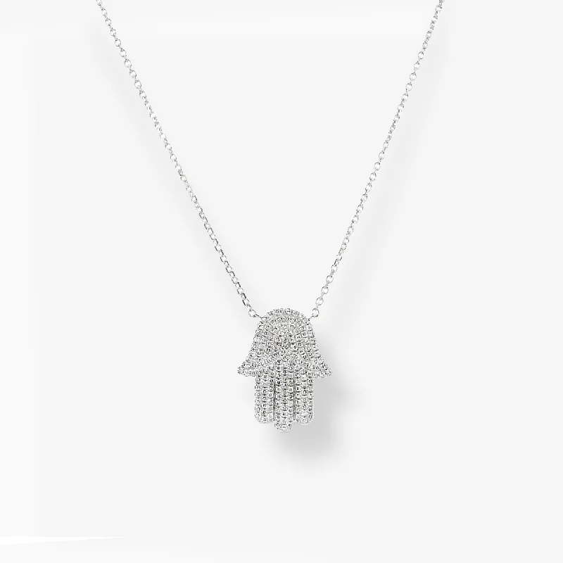 Medium Pave' Hamsa Necklace