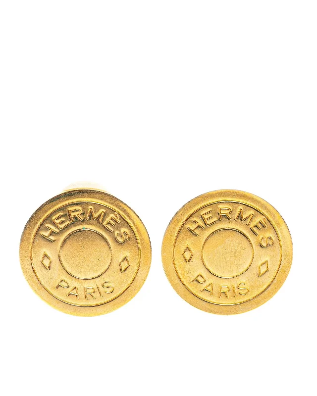 Gold Plated Engraved Clip-On Earrings