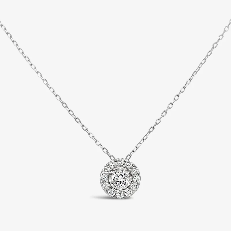 Round 0.40CT Diamond Halo Necklace