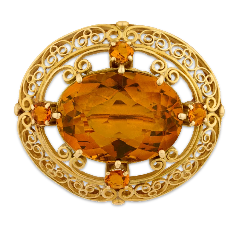 Louis Comfort Tiffany Citrine Brooch, 9.05 Carats