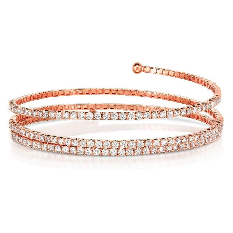 14K Rose Gold Diamond Bangle Bracelet