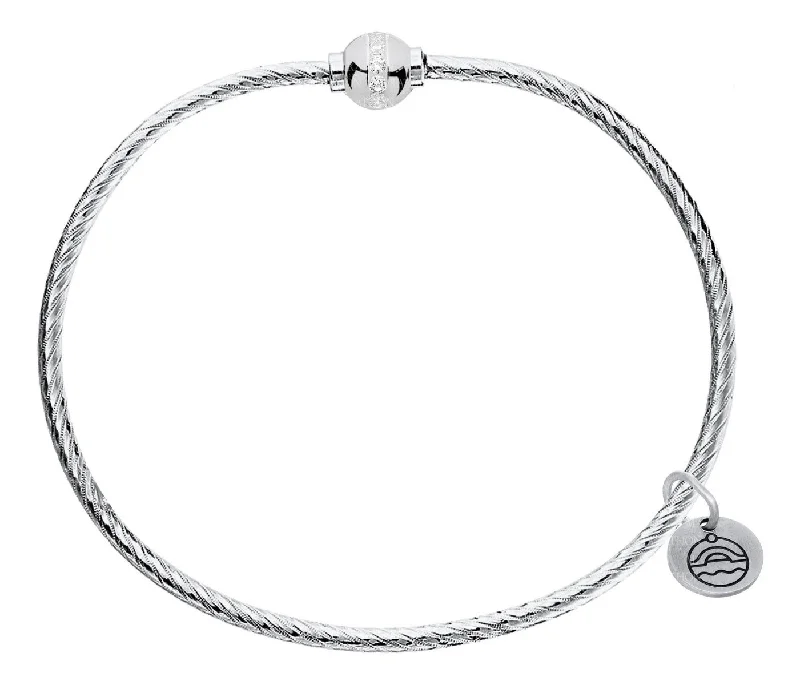 Sterling Silver Cape Cod Patterned Bracelet with CZ Bead