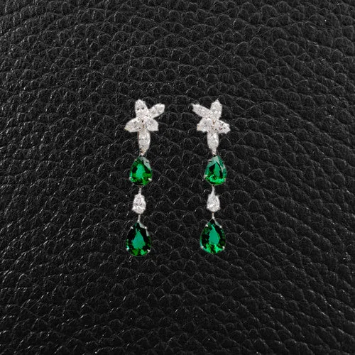 Pear shaped Emerald & Diamond Earrings