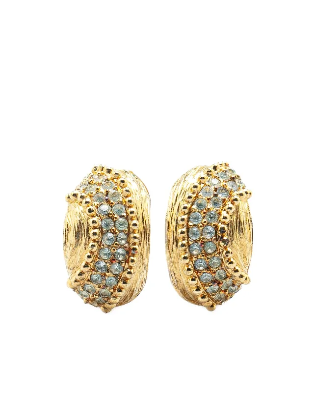 Gold Plated Rhinestones Clip-on Earrings