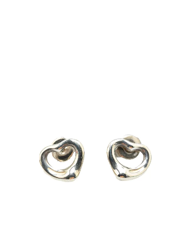 Sterling Silver Open Heart Push Back Earrings