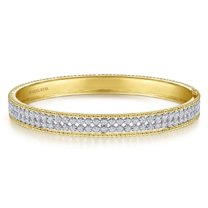 Gabriel & Co. - BG4434-62M45JJ - 14K White-Yellow Gold Diamond Bangle