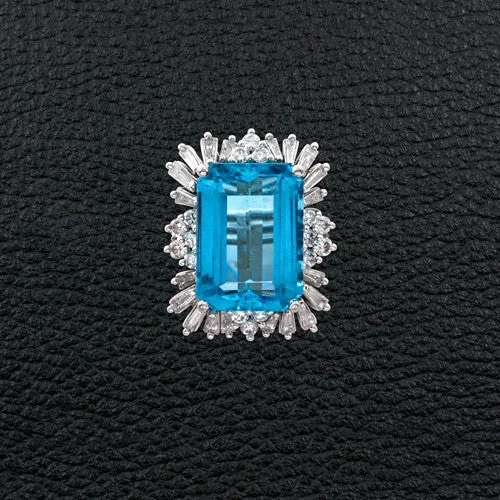 Aquamarine & Diamond Estate Ring