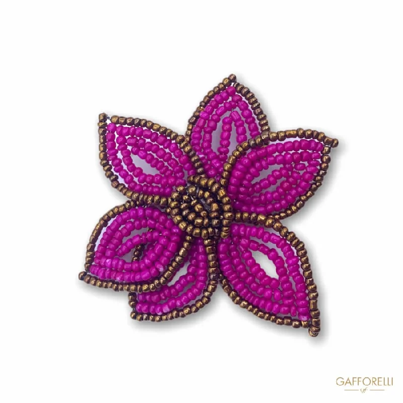 Flower Shaped Brooch with Colored Beads H276 - Gafforelli Srl