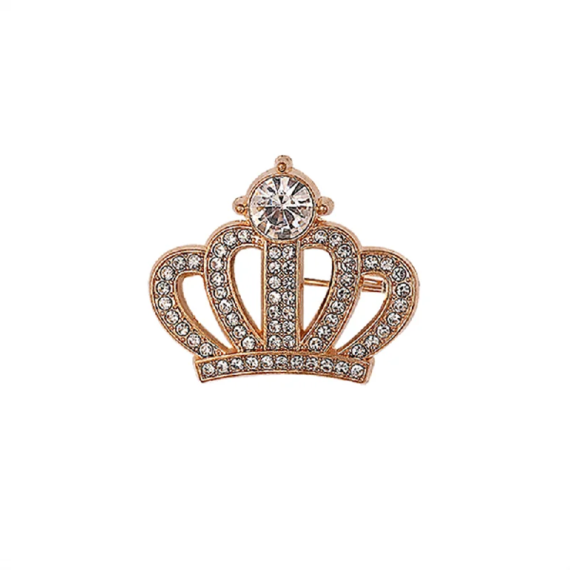 Attractive Premium Golden Diamond Crown Brooch