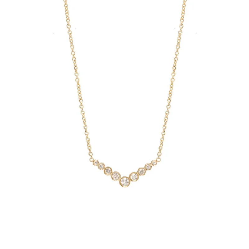 Zoe Chicco 14K Bezel Set Diamond V Necklace