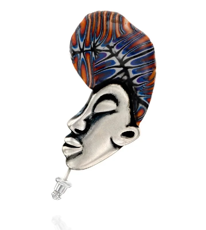 African collection, sterling silver & polymer brooch