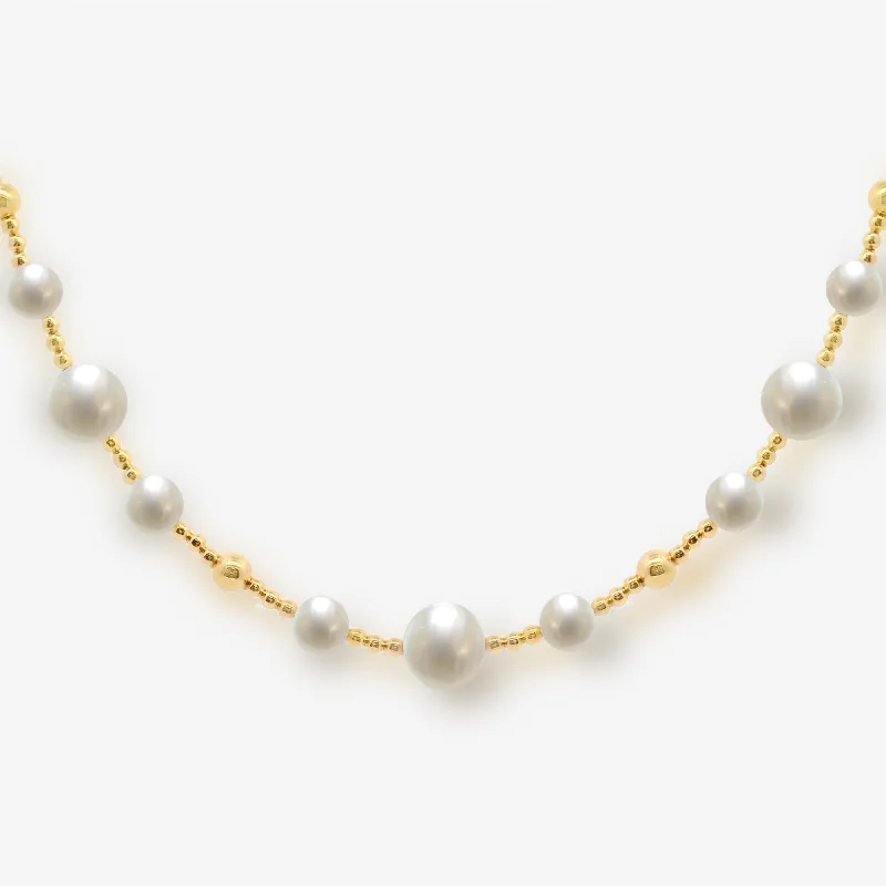 Bead It Multi-Size Pearl and Gold Bead Necklace