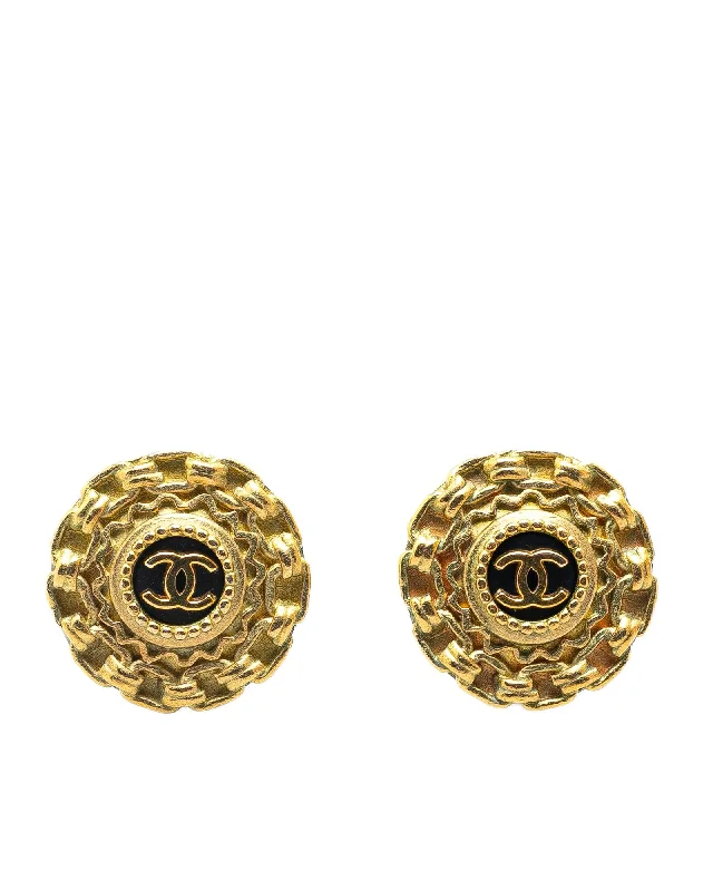 Gold Plated Clip On Earrings with Resin Detail