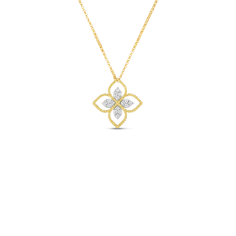 Roberto Coin 18k Principessa Small Diamond Flower Necklace