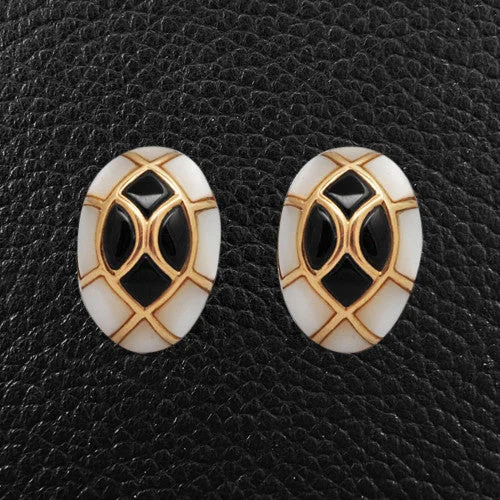 Enamel & Gold Plated Estate Earrings