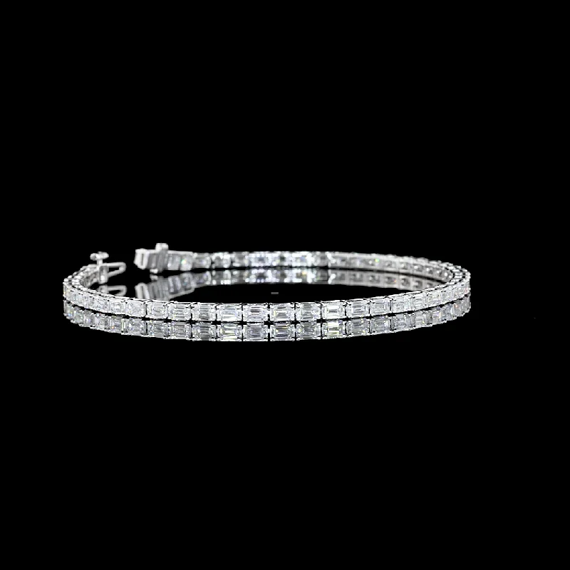 14K White Gold Lab Grown Diamond Emerald Tennis Bracelet BC1420