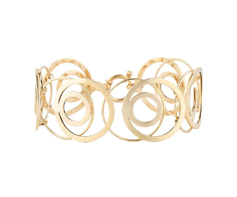 Polished Multi Circle Geometric Link Bracelet in 14K