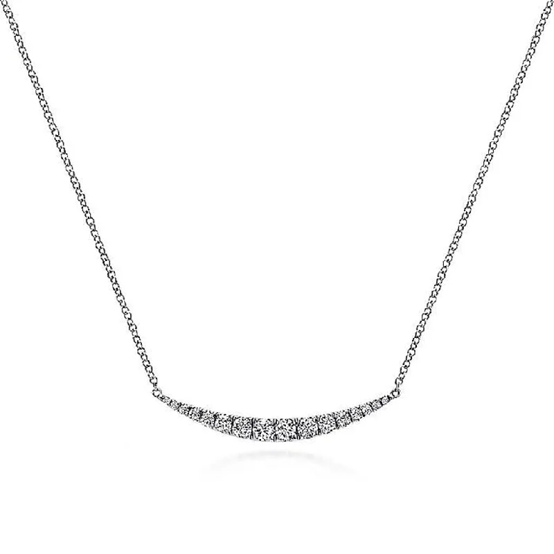 Gabriel & Co. 14K White Gold Curved Diamond Bar Necklace - .47cttw