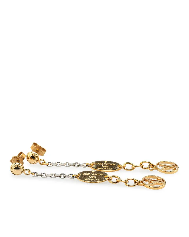 Gold Plated Logomania Chain Earrings