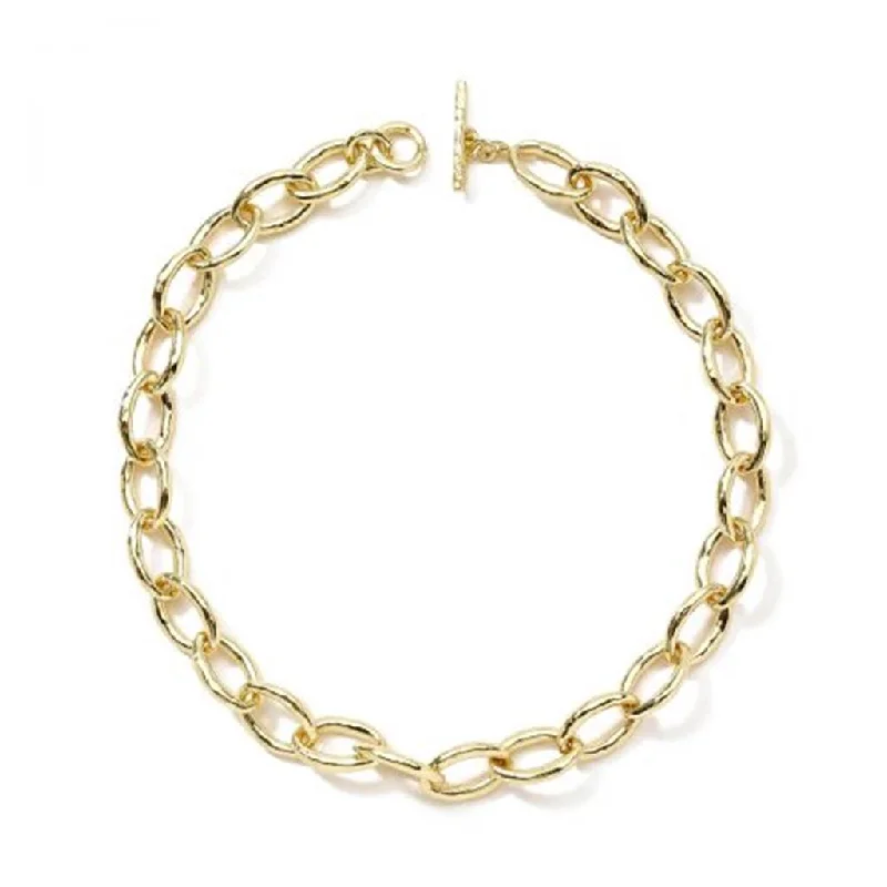 Ippolita Classico Short Hammered Bastille Mini Link Necklace in 18K Gold